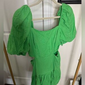 Lilly Pulitzer Bright Green Puff-Sleeve Midi Dress